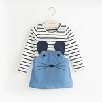 Ready Stock : Little Mice Stripe Dress (Long Sleeves)