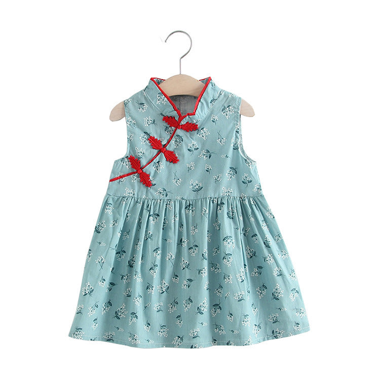 Ready Stock : Flower Cheongsam  Dress (Mint)