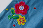 Ready Stock : Flower Embroidery Jeans Dress
