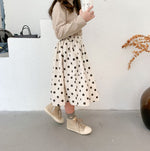 Ready Stock : Corduroy Polka Dots Skirt