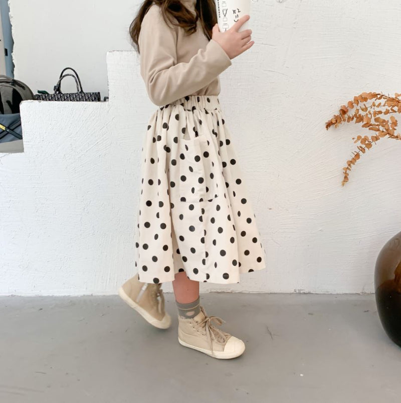 Ready Stock : Corduroy Polka Dots Skirt