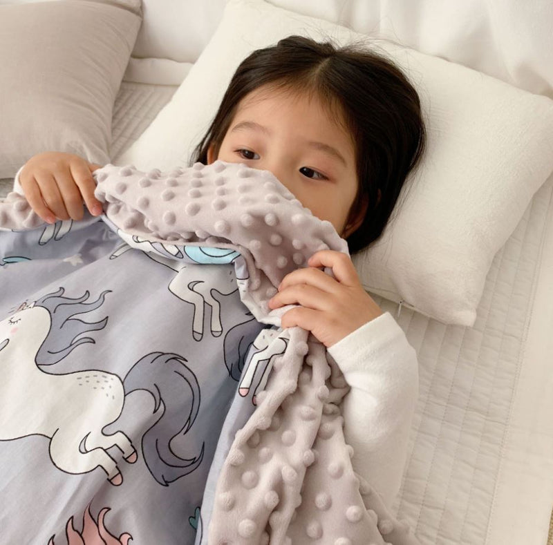 PRE ORDER : PREMIUM MINKY BLANKET / QUILT COVER - UNICORN GREY