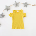 Ready Stock : Key Hole Shoulder Top (Yellow)