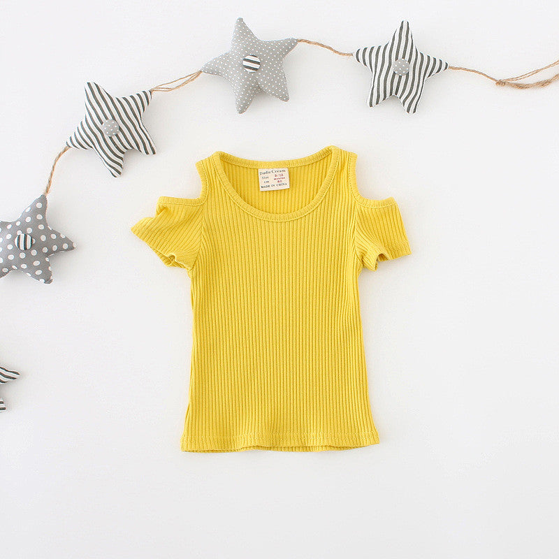 Ready Stock : Key Hole Shoulder Top (Yellow)