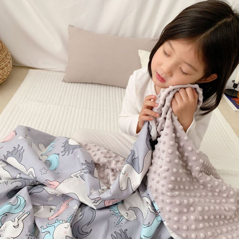 PRE ORDER : PREMIUM MINKY BLANKET / QUILT COVER - UNICORN GREY
