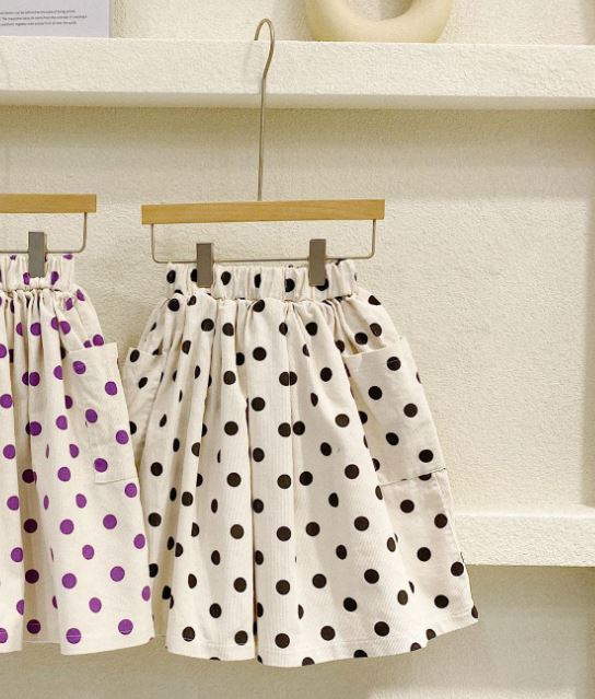 Ready Stock : Corduroy Polka Dots Skirt