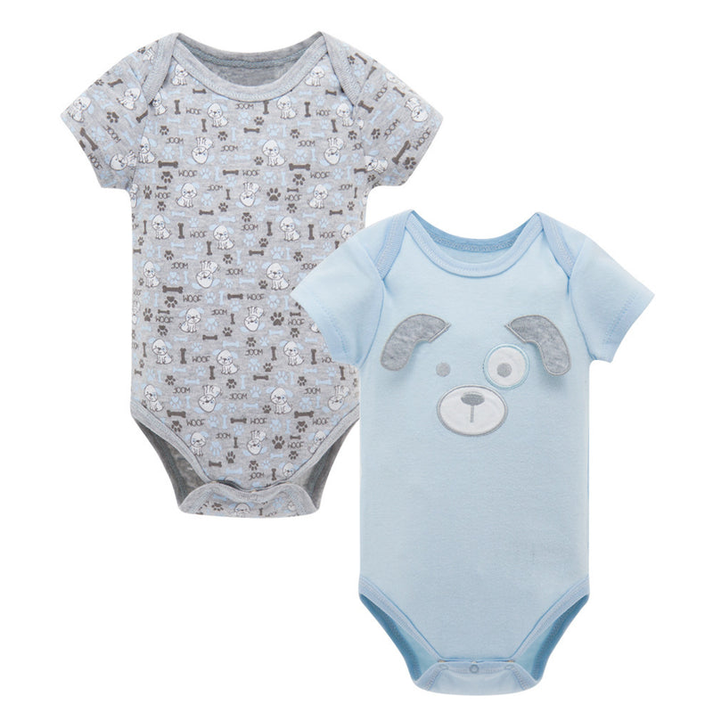 Ready Stock : The Cute Puppy Short Sleeve Romper Set (2 in 1)