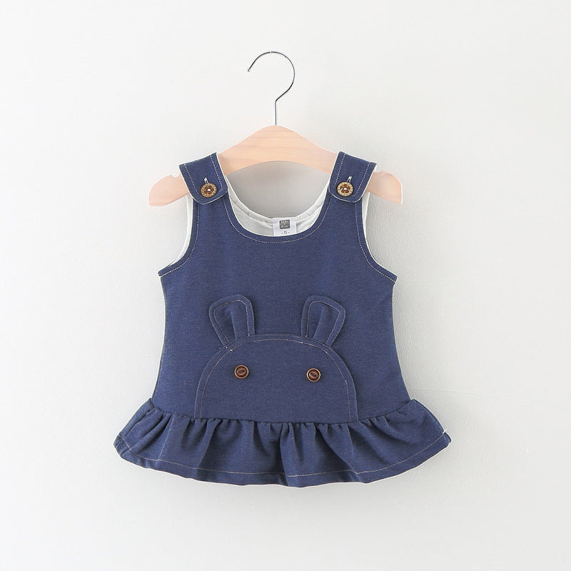 Ready Stock : Blue Bear Suspender Dress