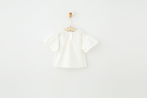 Ready Stock : Ruffle Sleeves Embroidered Rose Top