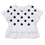 Ready Stock : The ruffle Polka Dots Short Sleeves T-Shirt