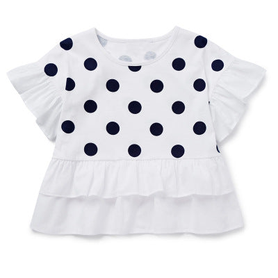 Ready Stock : The ruffle Polka Dots Short Sleeves T-Shirt