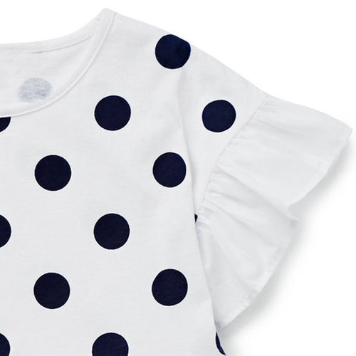 Ready Stock : The ruffle Polka Dots Short Sleeves T-Shirt