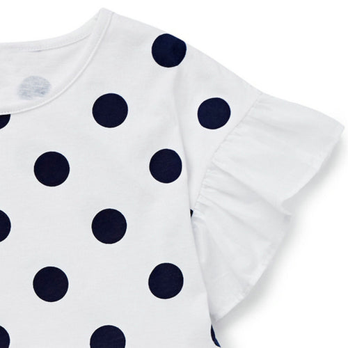 Ready Stock : The ruffle Polka Dots Short Sleeves T-Shirt