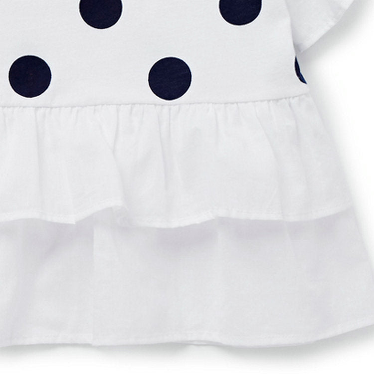 Ready Stock : The ruffle Polka Dots Short Sleeves T-Shirt