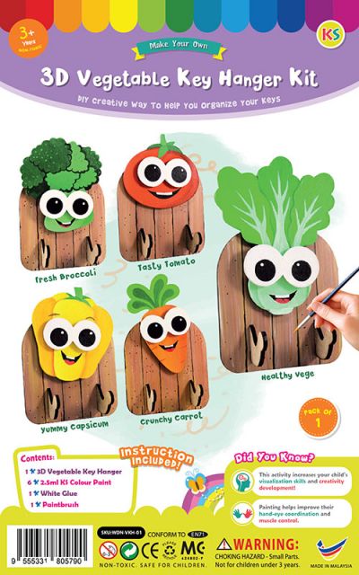 READY STOCK : 3D VEGETABLE KEY HANGER DIY KIT