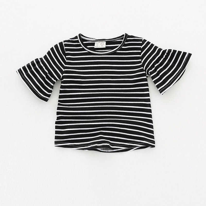 Ready Stock : The Angel Sleeve Stripes Top (Black)