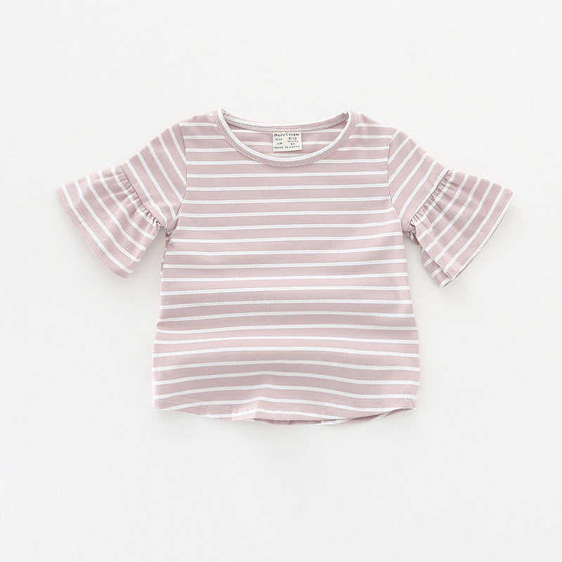 Ready Stock : The Angel Sleeve Stripes Top (Dusty Pink)