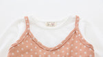 Ready Stock : Fake 2 Long Sleeve Blouse (Dusty Pink)