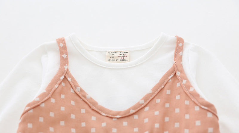 Ready Stock : Fake 2 Long Sleeve Blouse (Dusty Pink)