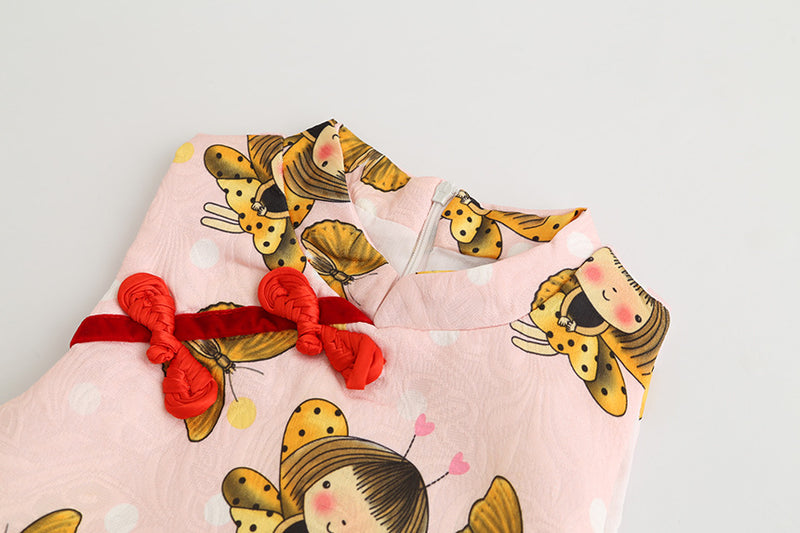 Ready Stock : The Angel With Wing Cheongsam (Pink)