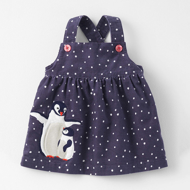 Ready Stock : Penguin Mama Suspender Dress (Blue)