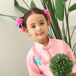 Ready Stock : Magenta Furry Mandarin Hairclips (Pair)