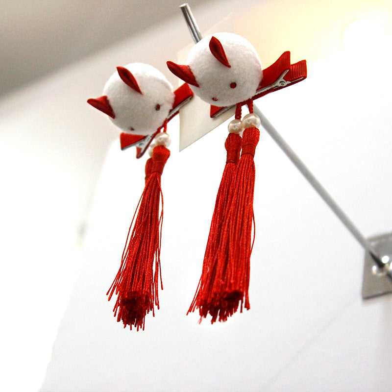 Ready Stock : Red Auspicious Rabbit Hairclips (Pair)