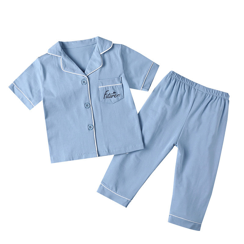 Pre-Order : Light Blue Collar Pajamas Set