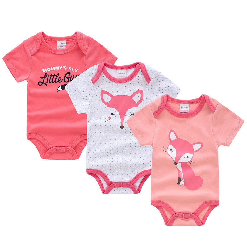 Ready Stock : The Adorable Little Miss Fox Short Sleeve Romper Set (3 in 1)