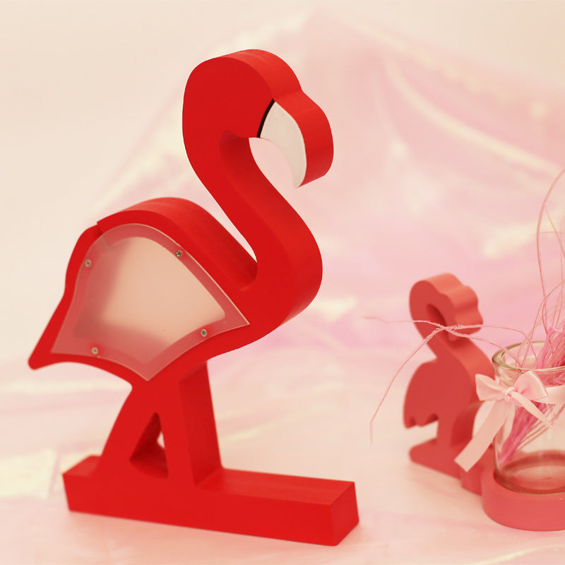 READY STOCK : Hand-Painted Flamingo Wood Money Box