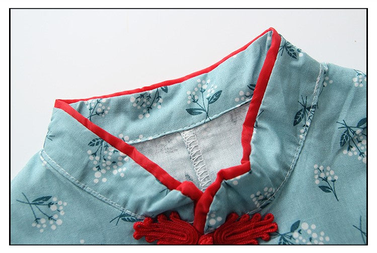 Ready Stock : Flower Cheongsam  Dress (Mint)