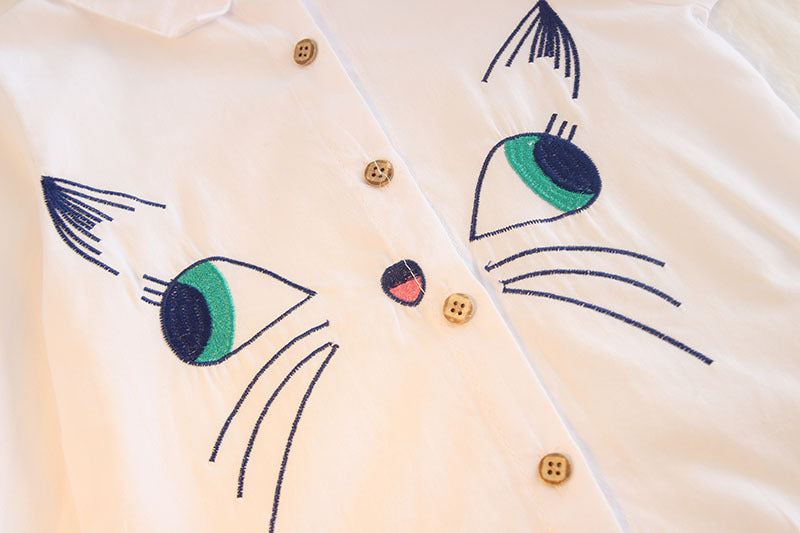 Ready Stock : Meow Meow Long Sleeve Shirt (Suitable for boy & girl)
