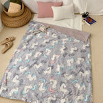 PRE ORDER : PREMIUM MINKY BLANKET / QUILT COVER - UNICORN GREY