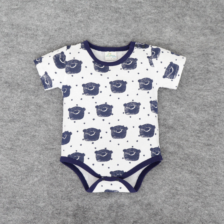 Ready Stock : Blue Bear Short Sleeve Romper