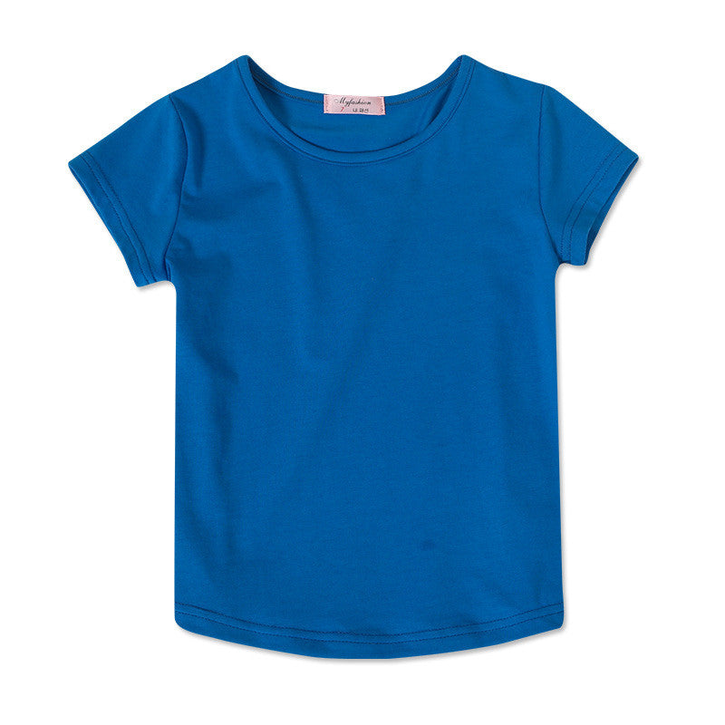 Ready Stock : Blue Plain Short Sleeve T-Shirt