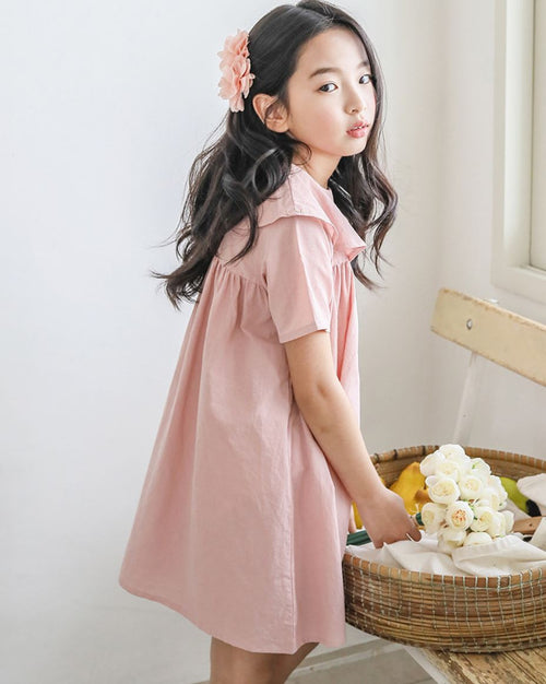 Ready Stock : Dusty Pink Princess Cotton Dress