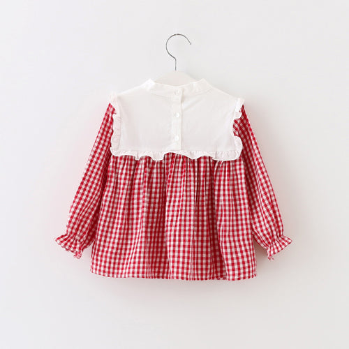 Ready Stock : Red White Checkers Long Sleeve Blouse (Restocked - Batch 2)