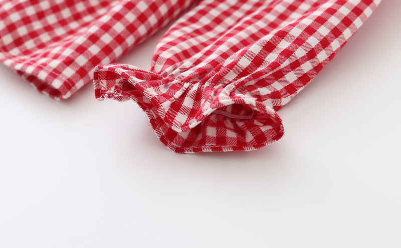 Ready Stock : Red White Checkers Long Sleeve Blouse (Restocked - Batch 2)