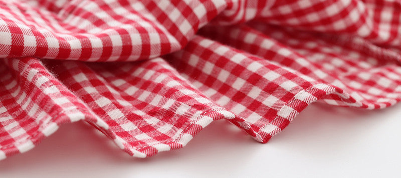 Ready Stock : Red White Checkers Long Sleeve Blouse (Restocked - Batch 2)