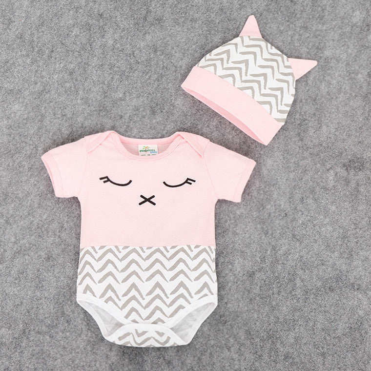 Ready Stock : Baby Kitty Romper With Matching Beanie
