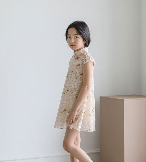 Pre-Order / Ready Stock : Lacey Chinese Dress (Beige)