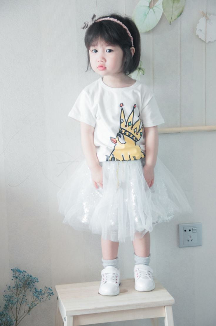 Ready Stock : Sequin Tutu Skirt (White)