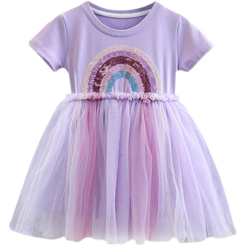 Pre Order :  Rainbow Sequin Dress (Purple )
