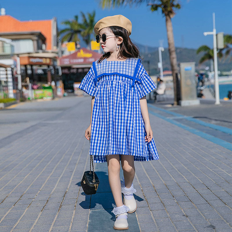 Pre Order :  Checkers Dress (Blue )
