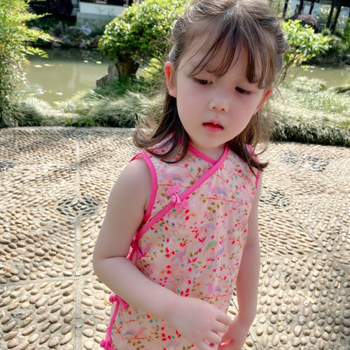 Pre-Order : Pink Blossom Sleeveless Cheongsam