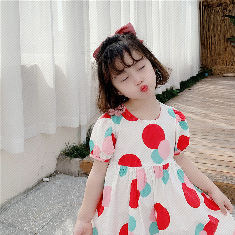 Ready Stock : Polka Dots Puffy Sleeves Dress