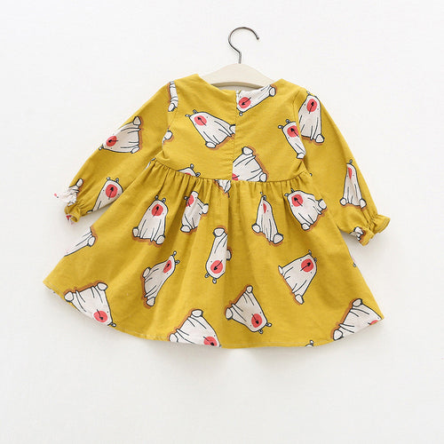 Ready Stock : Yellow Polar Bear Dress