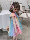 Pre Order : Pleated Rainbow Chiffon Dress
