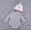 Ready Stock : Big Eyes Long Sleeve Romper With Matching Beanie