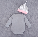 Ready Stock : Big Eyes Long Sleeve Romper With Matching Beanie